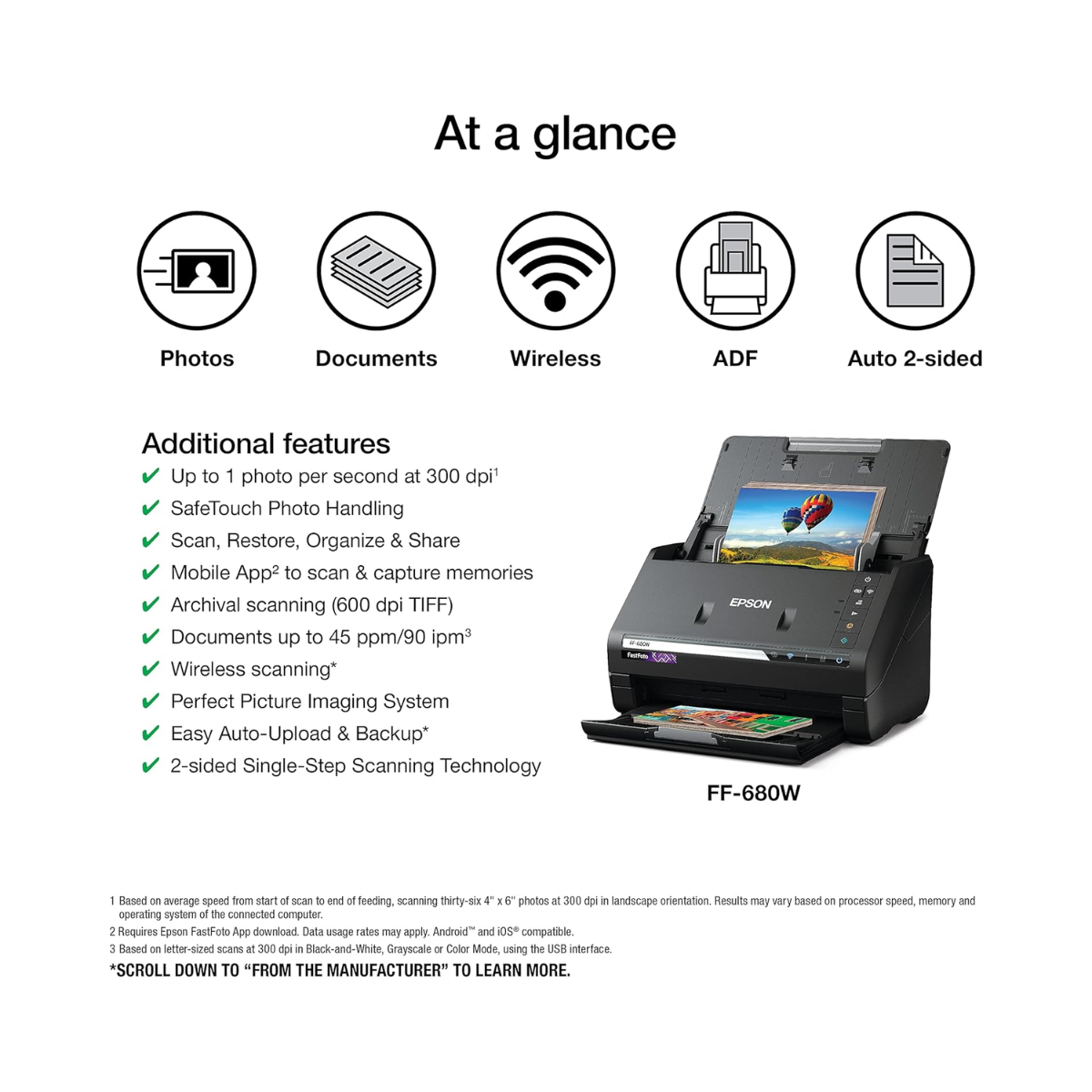 Epson FastFoto FF-680W Photo Scanner - As New Condition Epson
