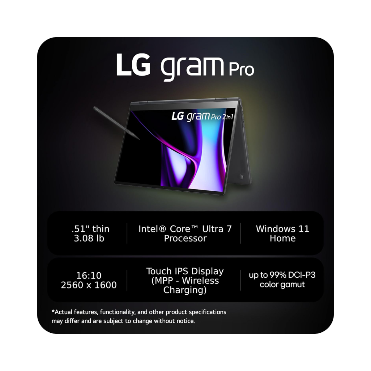 LG Gram Pro Laptop 16 T90SP-G Black - Fair Condition LG