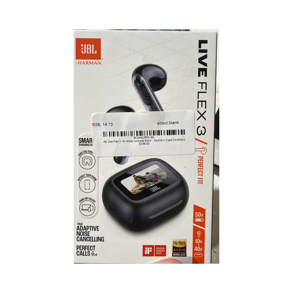 JBL Live Flex 3, Wireless Earbuds Black - Excellent Used Condition JBL