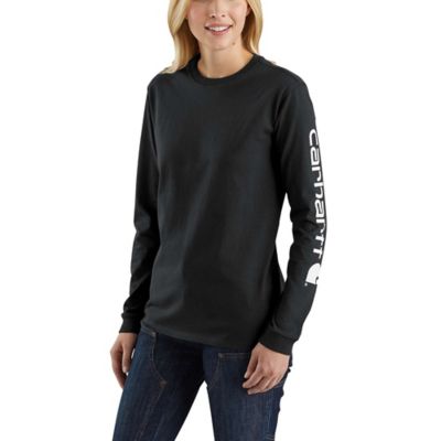 Carhartt Women's L/S Logo T-Shirt, Black, Small Carhartt