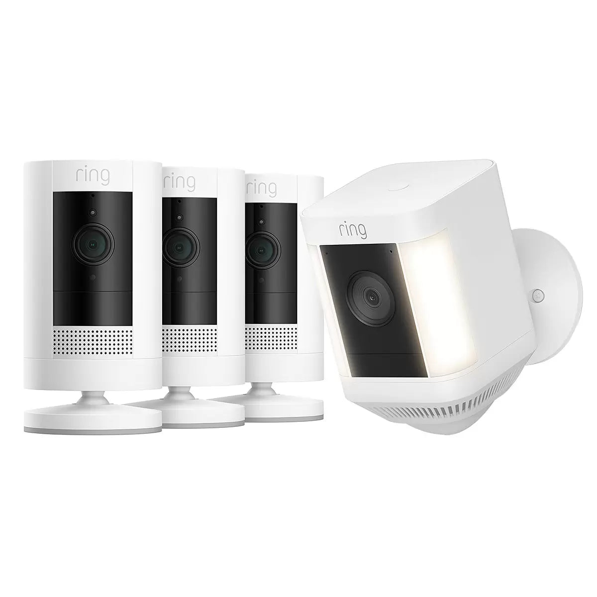 Ring Stick Up Cam Battery 3 Pack White + Spotlight Cam Plus Battery White – As New RING
