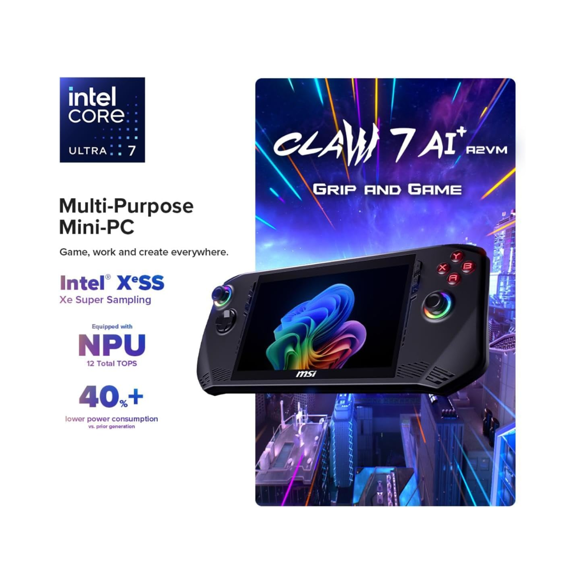 MSI Claw Gaming Handheld 7AI+ A2VM-026 Black – As New Condition MSI