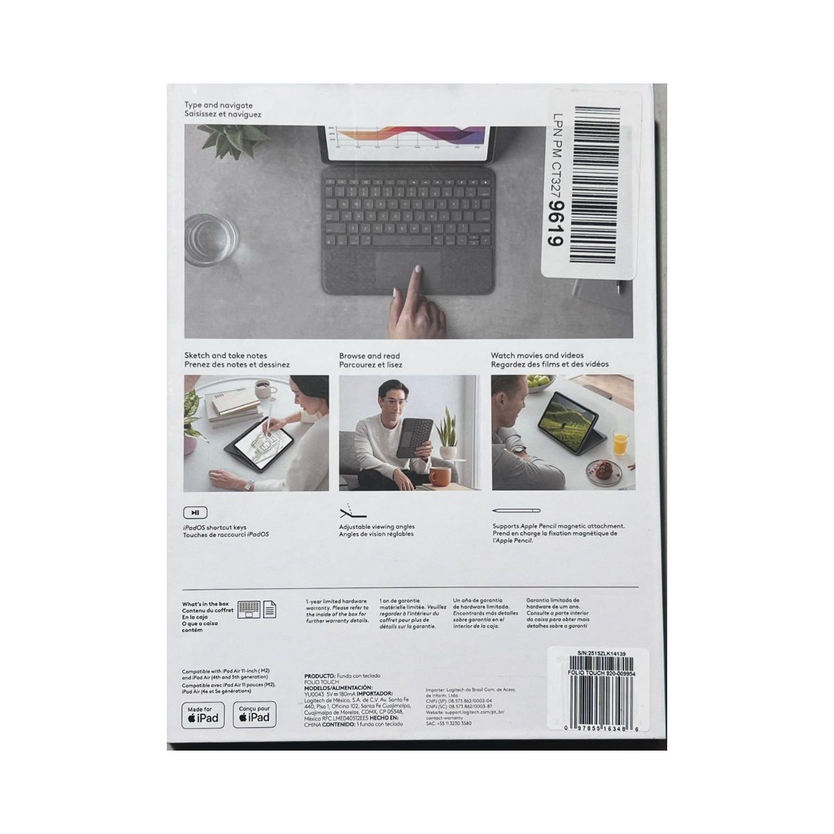 Logitech Combo Touch Keyboard Case for iPad Pro 12.9-inch (5th & 6th Gen) Backlit Trackpad - As New Logitech