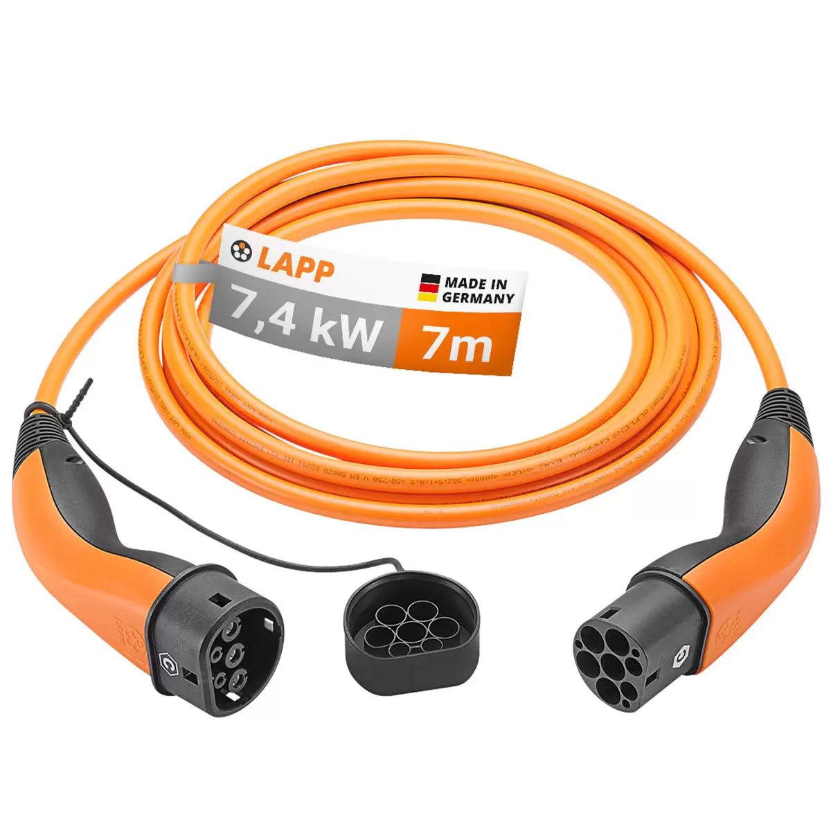 LAPP EV Charging Cable Type 2 7m 7.4kW 32A Single Phase Orange – As New - Untested LAPP