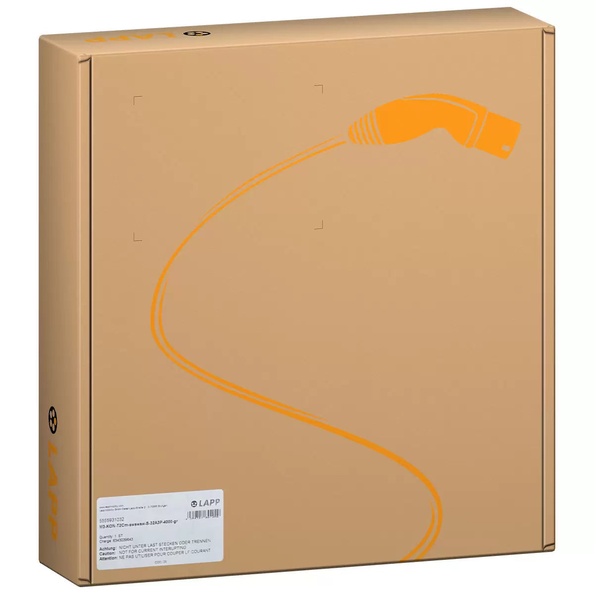 LAPP EV Charging Cable Type 2 7m 7.4kW 32A Single Phase Orange – As New - Untested LAPP