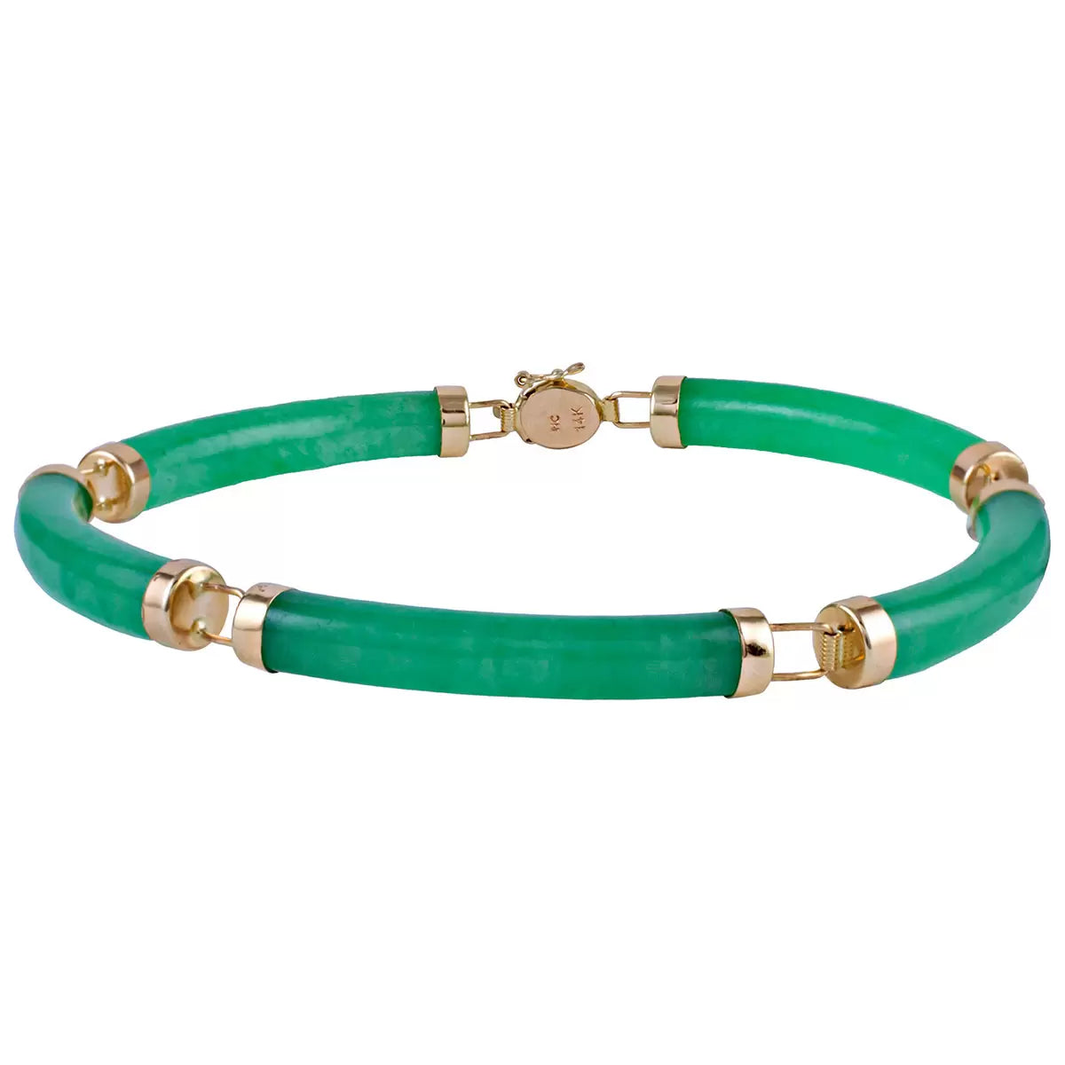 14KT Yellow Gold Green Jade Bracelet with certification COSTCO
