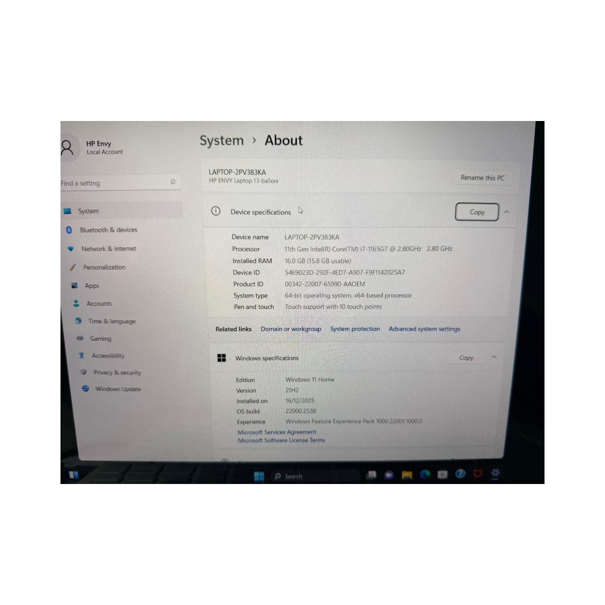 HP 13.3″ Envy i7 512GB Touch Notebook 13-BA1041TU Silver – As New Condition HP