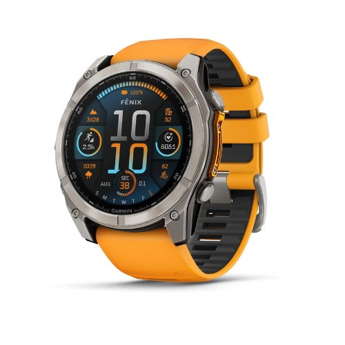 Garmin Fenix 8, 51mm, AMOLED, Sapphire, Smartwatch, Titanium with Spark Orange/Graphite Silicone Band - Refurbished GARMIN
