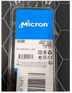 Micron 32GB DDR4 3200MHz ECC UDIMM Server Memory RAM CL22 Unbuffered 1.2V - MTA18ASF4G72AZ-3G2R - As New Condition MICRON