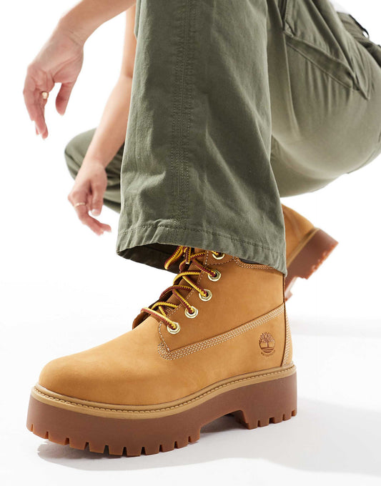 Timberland Women's Stone Street 6 Inch Lace Up Waterproof Boot, Wheat, EU 38 TIMBERLAND