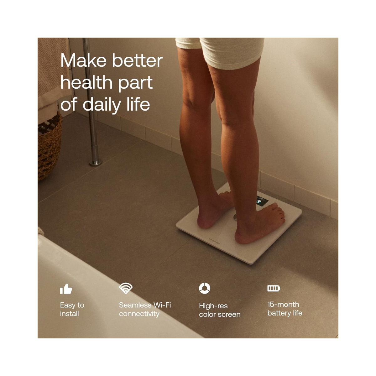 WITHINGS Body Smart - Accurate Wi-Fi and Bluetooth Scale for Weight and Fat Percentage, Composition Analysis, Apple Health/Google Fit Compatible, Digital Bathroom Scale - As New Condition Withings