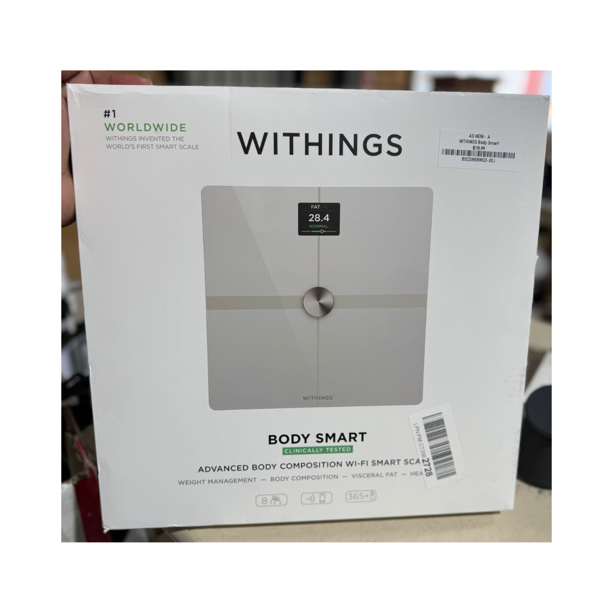 WITHINGS Body Smart - Accurate Wi-Fi and Bluetooth Scale for Weight and Fat Percentage, Composition Analysis, Apple Health/Google Fit Compatible, Digital Bathroom Scale - As New Condition Withings
