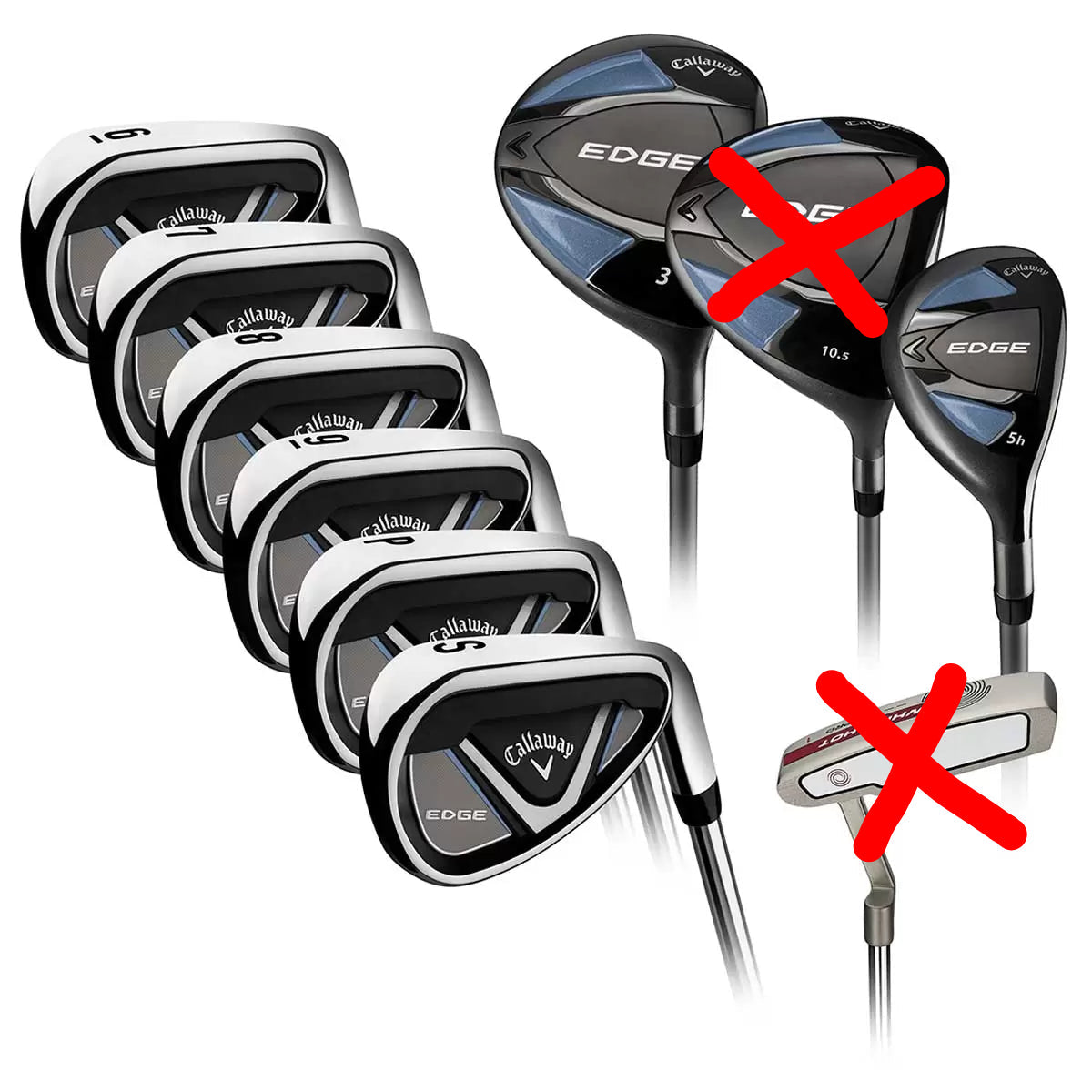 Callaway Edge Golf Club Set Blue - As New - Missing Driver and Putter - Refurbished Callaway Edge