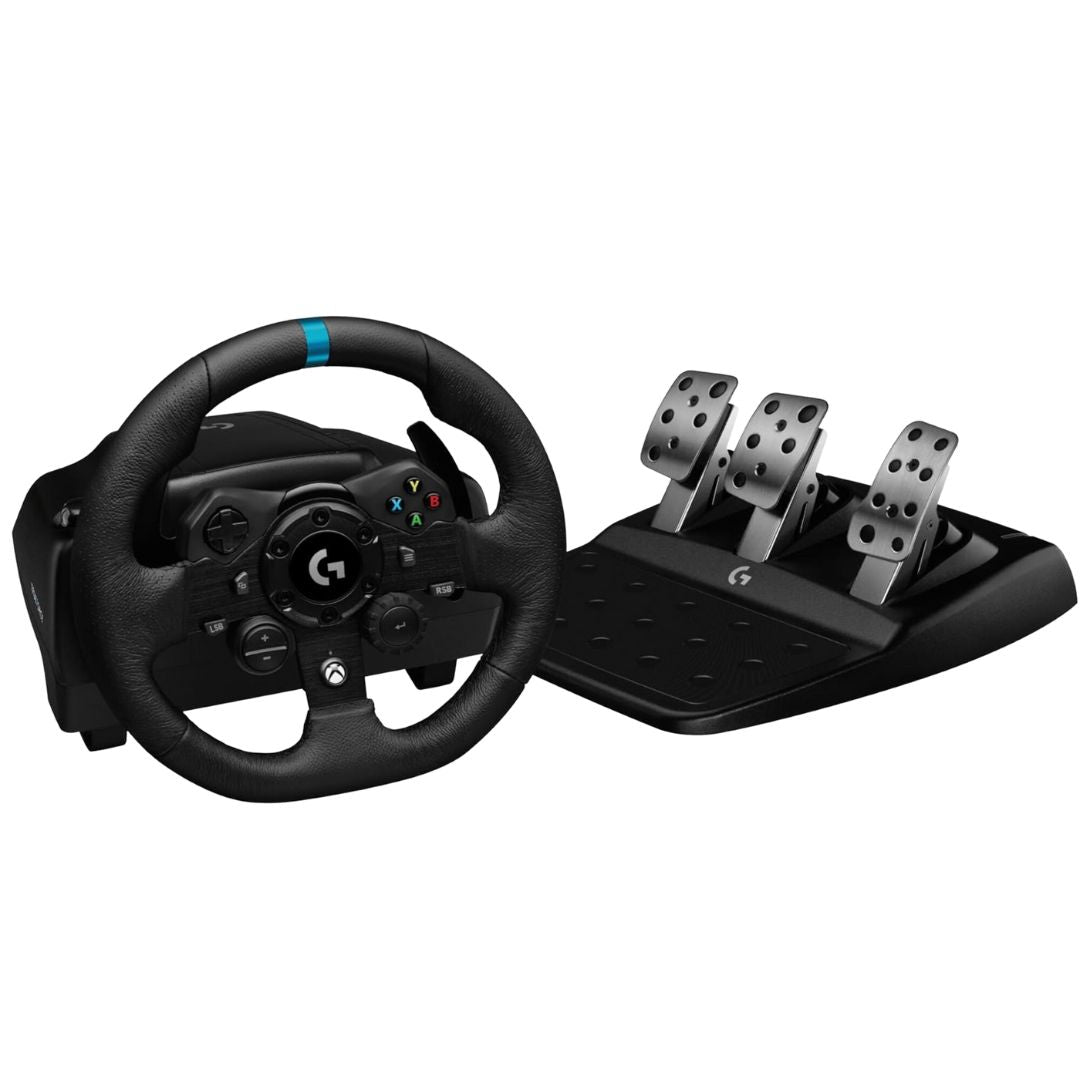 Logitech G923 Racing Wheel and Pedals - Refurbished, featuring force feedback, realistic pedals, and a durable design. Ideal for racing game enthusiasts in Perth, Australia.