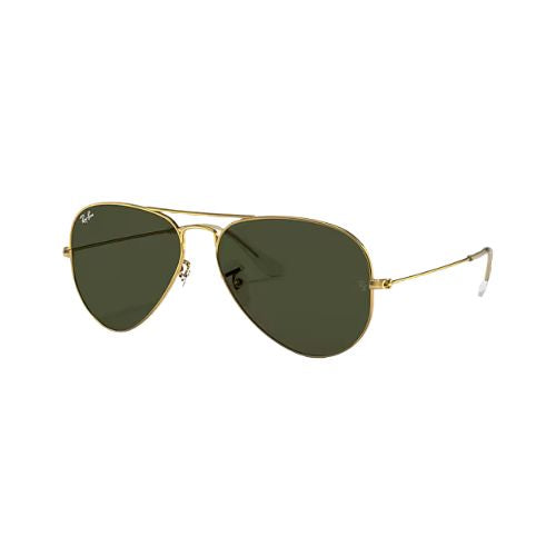 Ray-Ban RB3025 Classic Aviator Sunglasses, Gold on Black/G-15 Green, 58 mm - As New Condition RAY-BAN