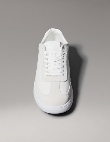 Calvin Klein Women's Leather Low Profile Sneakers, Off White/Mockingbird, US 8.5/EU 38.5