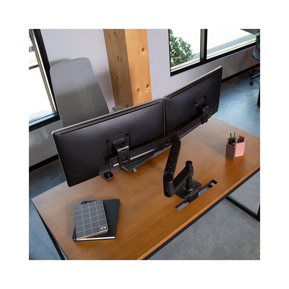 Ergotron LX Desk Dual Direct Arm, Matte Black - As New Condition Ergotron