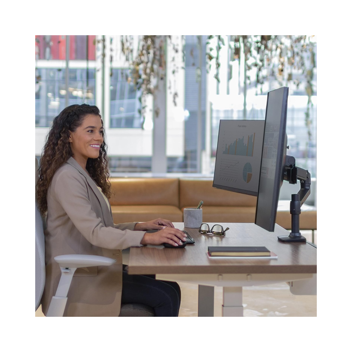 Ergotron LX Desk Dual Direct Arm, Matte Black - As New Condition Ergotron