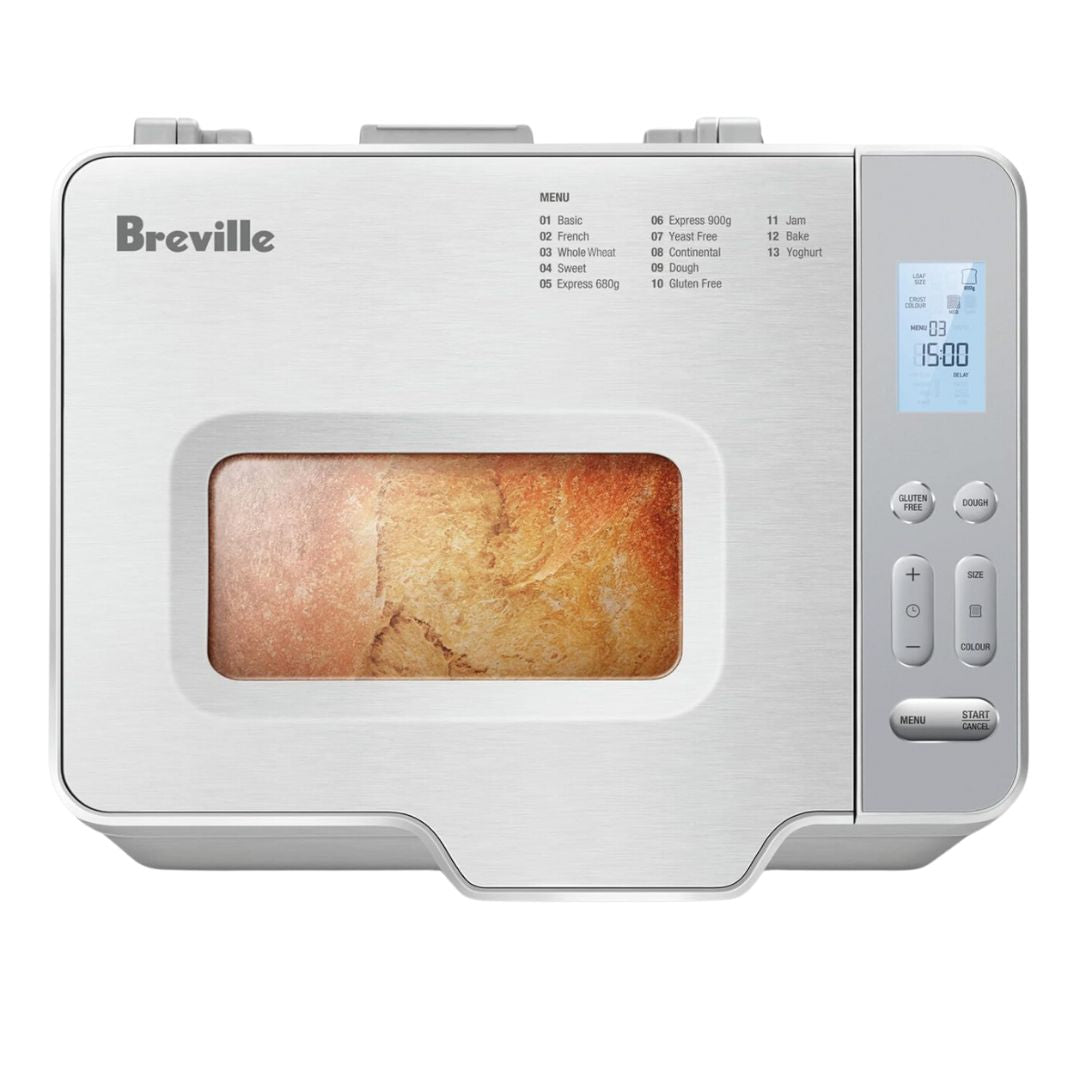 Breville the Baker's Dozen Bread Maker - Refurbished, featuring a digital display and multiple settings for baking different types of bread. Ideal for home bakers in Perth, Australia.