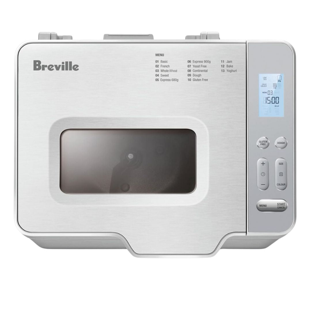 Breville the Baker's Dozen Bread Maker - Refurbished, featuring a digital display and multiple settings for baking different types of bread. Ideal for home bakers in Perth, Australia.