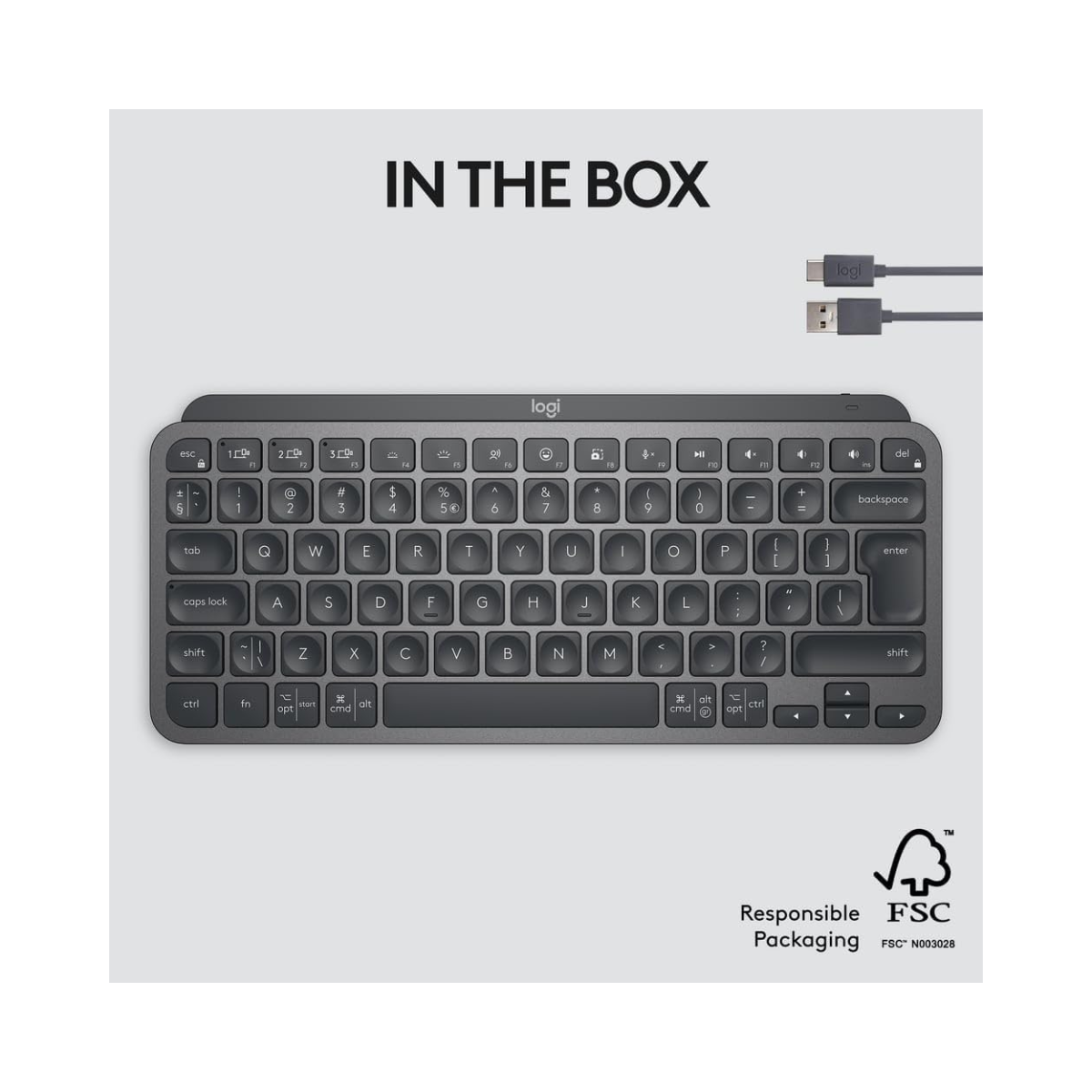 Logitech MX Keys Mini Minimalist Wireless Illuminated Keyboard, Graphite - Excellent Used Condition Logitech