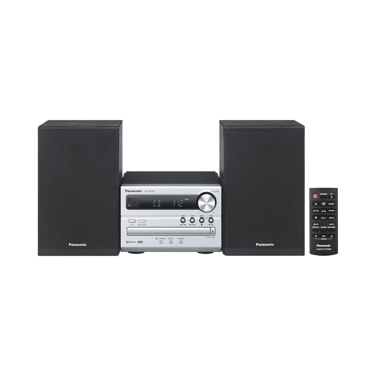 Panasonic 20W CD Micro Hi-Fi System with FM Radio and Bluetooth (SC-PM250GN-S) - As New Condition Panasonic