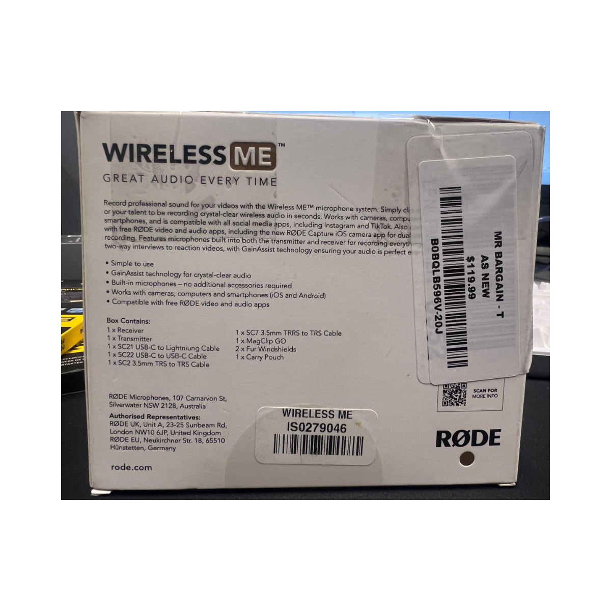 RØDE Wireless ME Ultra-Compact Wireless Microphone System - As New Condition RODE