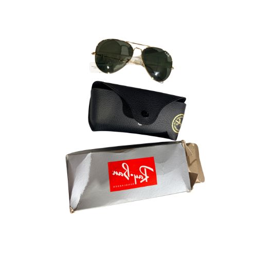 Ray-Ban RB3025 Classic Aviator Sunglasses, Gold on Black/G-15 Green, 58 mm - As New Condition RAY-BAN