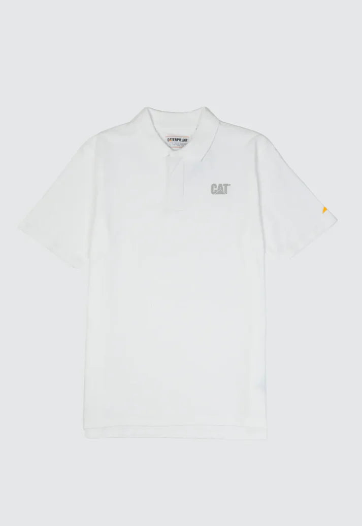 CAT Men's Cat Logo Pique Polo, White/Blanc, 2XL CAT