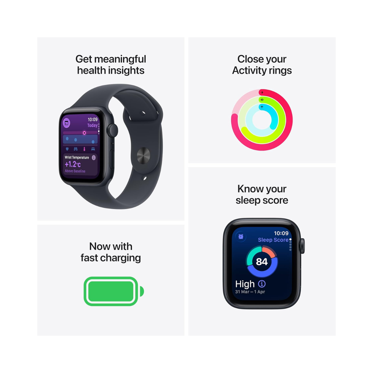 Apple Watch SE 3rd Gen GPS, 40mm -  Midnight Aluminium Case with Midnight Sport Band - As New Condition Apple