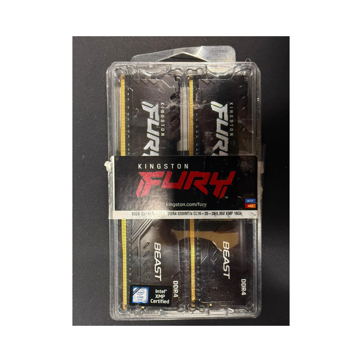 Kingston FURY Beast 32GB (2x16GB) 3200MHz DDR4 CL16 Desktop Memory Kit of 2 KF432C16BBK2/32, Black (KF432C16BBK2/32) Kingston