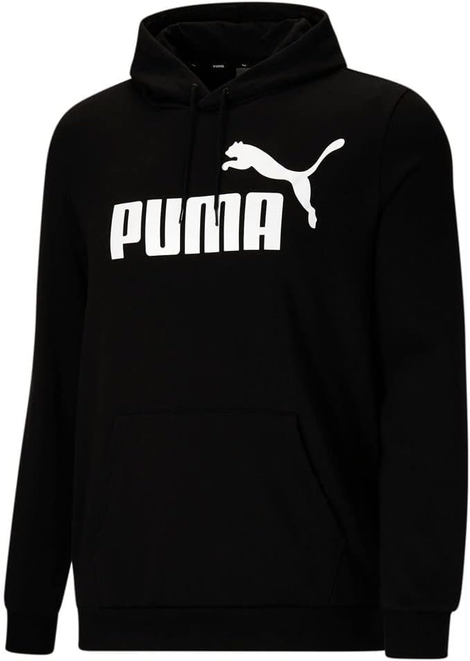 PUMA Men's Essential Big Logo Fleece Hoodie, X-Large, Black Puma