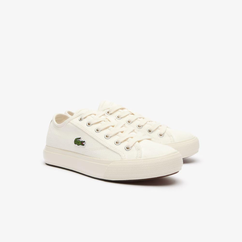 Lacoste Women's Backcourt 124 Canvas Sneaker, Off White - pair angled view