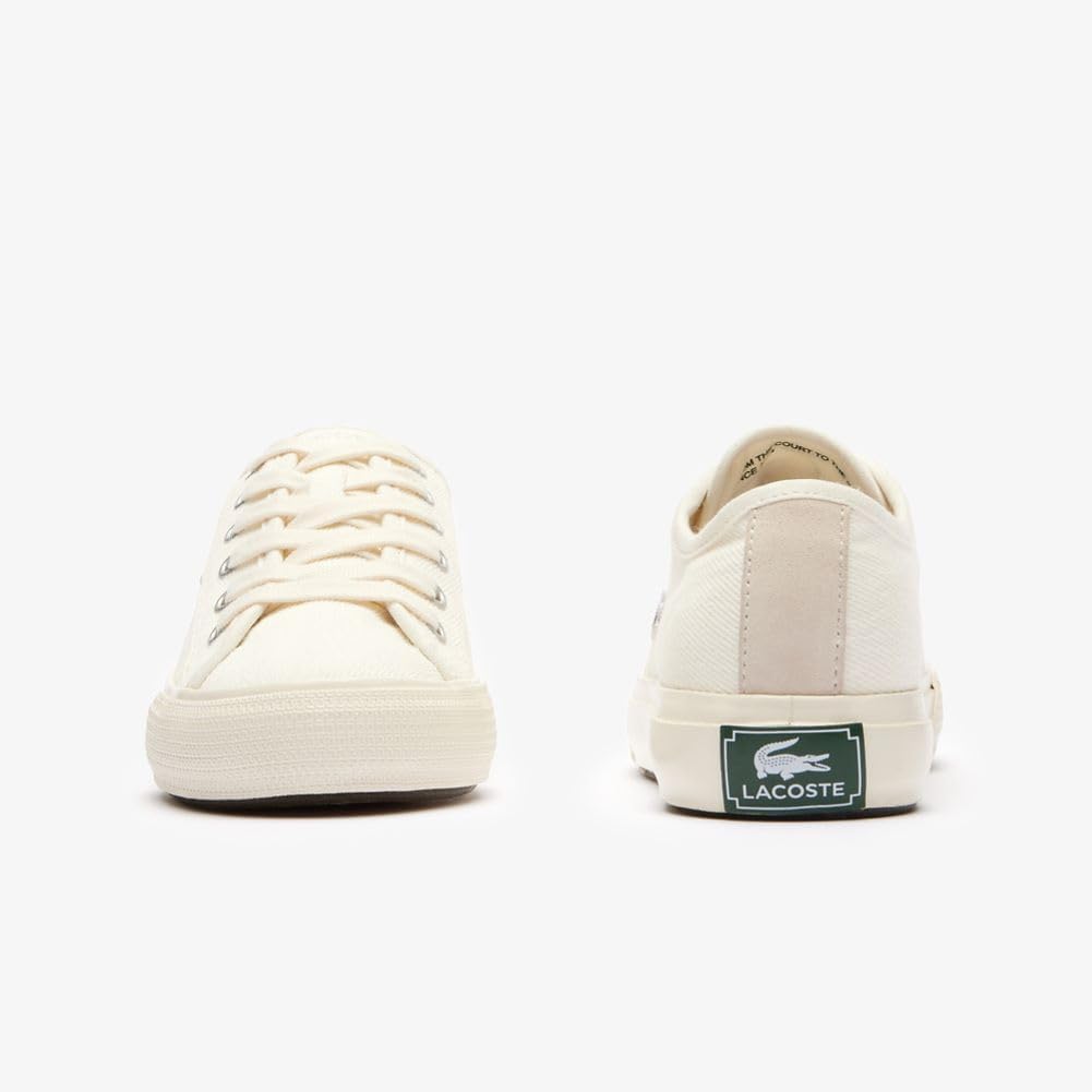 Lacoste Women's Backcourt 124 Canvas Sneaker, Off White - front and heel view