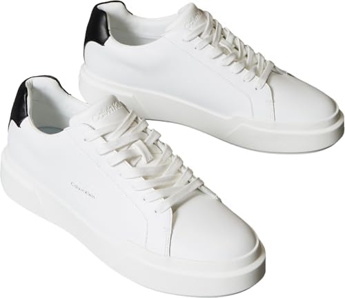 Calvin Klein Men's Chunky Cupsole Leather Sneakers - Bright White/Black - EU 42 Calvin Klein