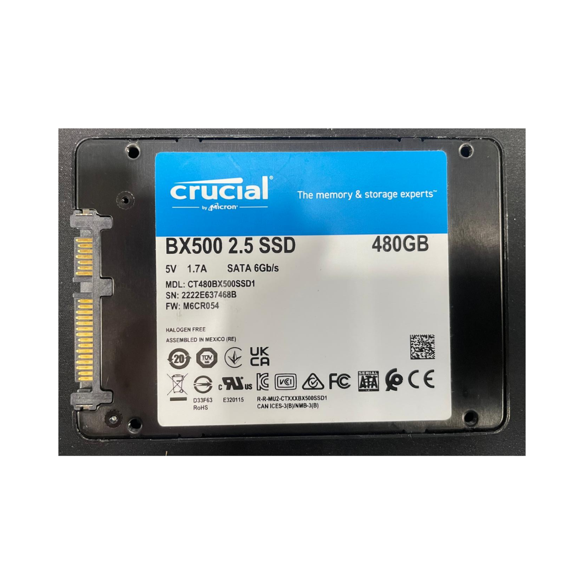 Crucial BX500 480GB 2.5" SATA SSD CT480BX500SSD1 - As New Condition CRUCIAL