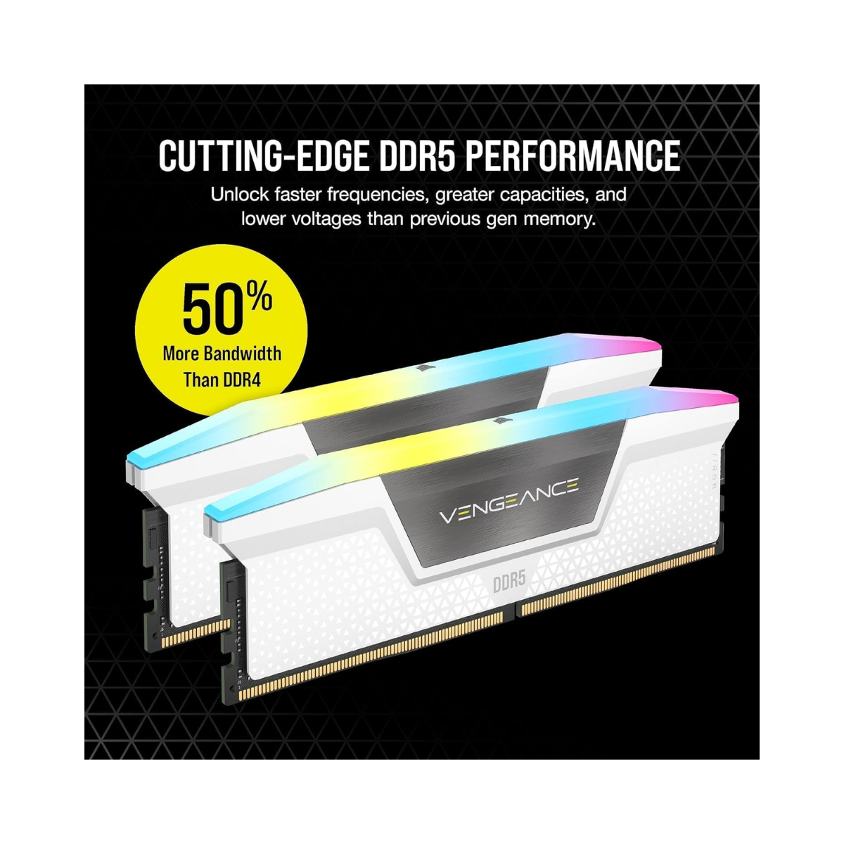 CORSAIR Vengeance RGB DDR5 RAM 32GB (2x16GB) 6000MHz CL36 Intel XMP White - As New CORSAIR
