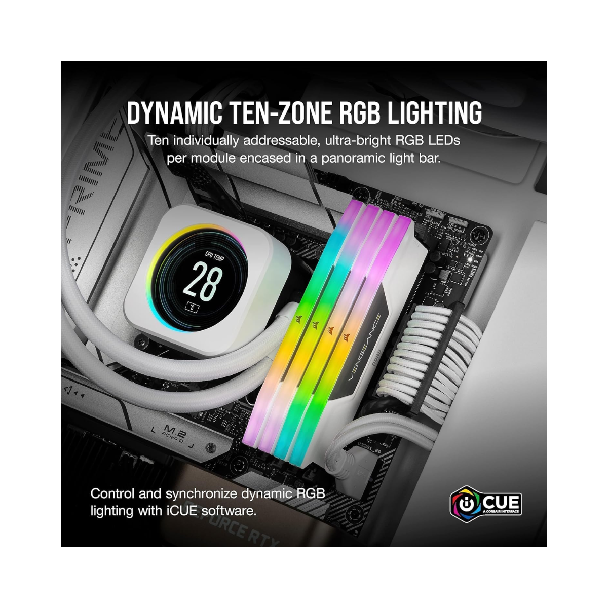 CORSAIR Vengeance RGB DDR5 RAM 32GB (2x16GB) 6000MHz CL36 Intel XMP White - As New CORSAIR