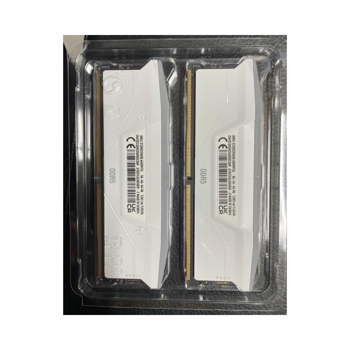 CORSAIR Vengeance RGB DDR5 RAM 32GB (2x16GB) 6000MHz CL36 Intel XMP White - As New CORSAIR
