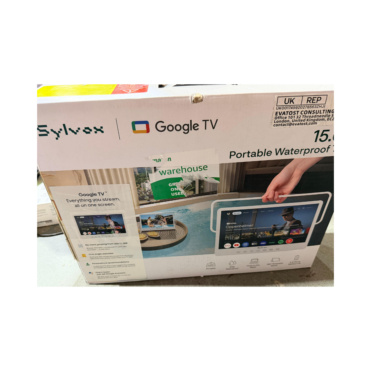 SYLVOX 15.6'' Portable TV Monitor Google TV FHD Waterproof - As New Condition SYLVEX