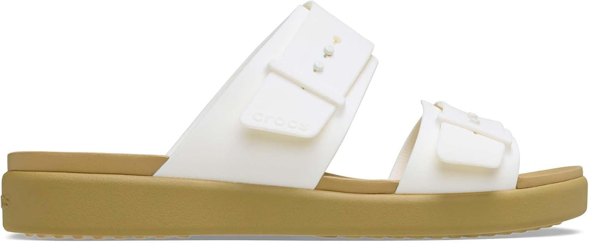 Crocs Women's Brooklyn Buckle Low Low Sandal, Chalk/Tan - EU 36 CROCS