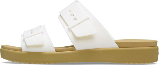 Crocs Women's Brooklyn Buckle Low Low Sandal, Chalk/Tan - EU 37 CROCS