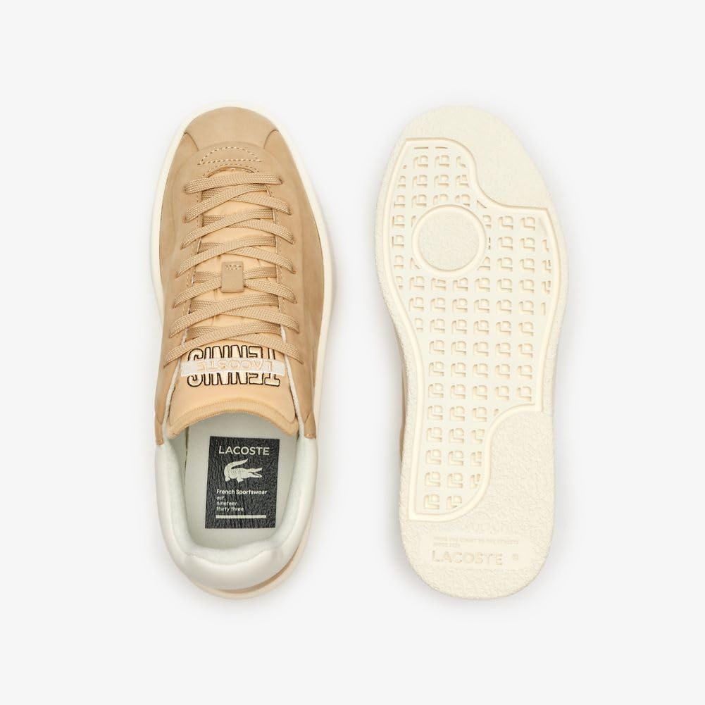 Lacoste Women's Baseshot Premium 124 1 SFA Sneaker, Light Brown/Off White - EU 40.5