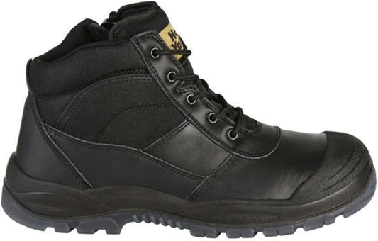 Hard Yakka Men's Utility Zip Sided Steel Toe Safety Boot, Black, 4 AU/5 US / EU 39 hard yakka