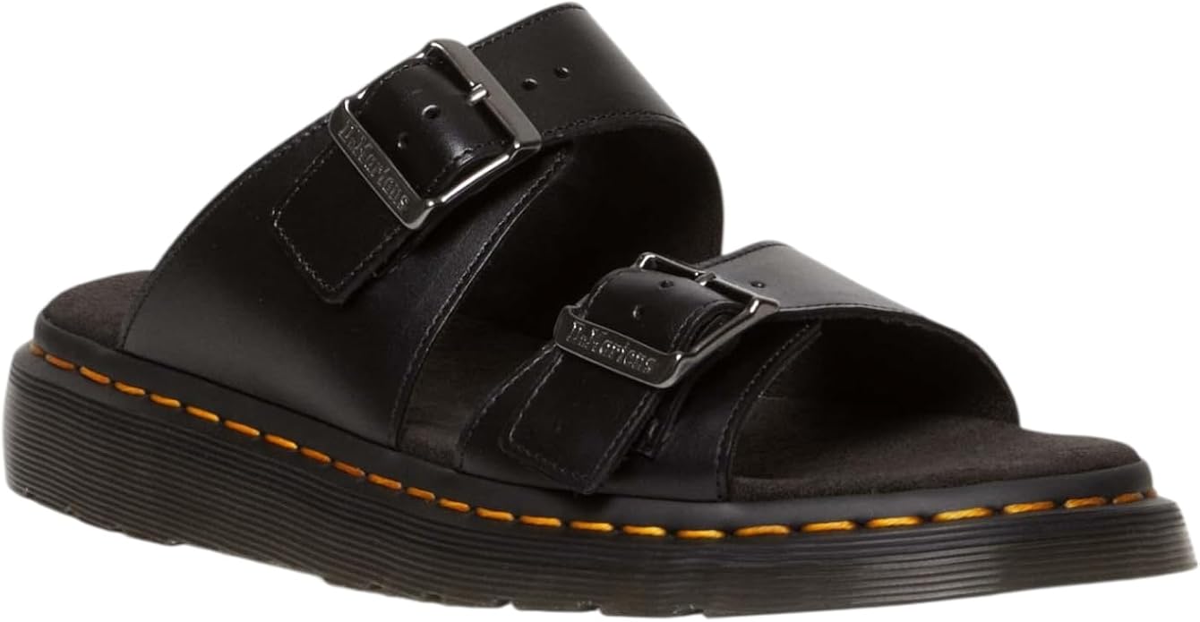 Dr. Martens Unisex Josef Slide Sandal, Black Analine Leather, UK 12/US M13W14 /EU 47 Dr Martens