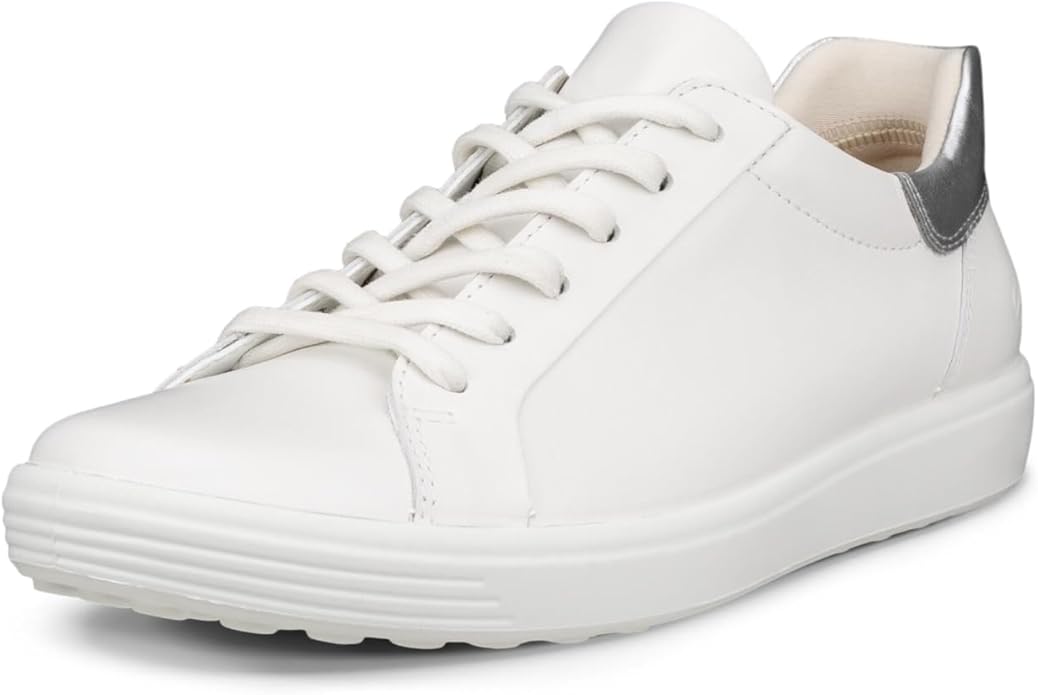ECCO Women's Soft 7 Easy Slip Leather Sneaker, White/Pure Silver, EU 40/US 9-9.5 ECCO