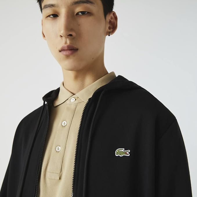Lacoste Men's Essentials Nb Zip Front Sweat, Black, X-Large Lacoste