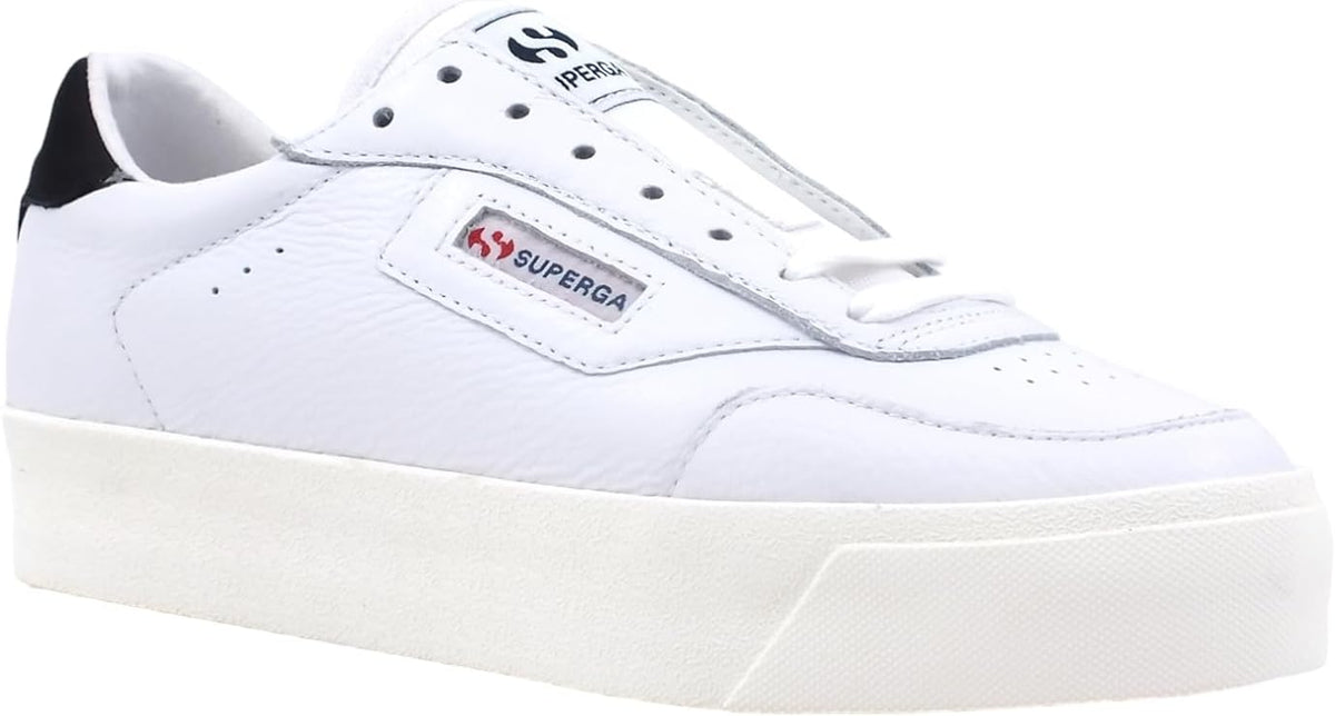 Superga Women's 3854 Court Platform Sneaker, White Black Favorio - EU 39 Superga