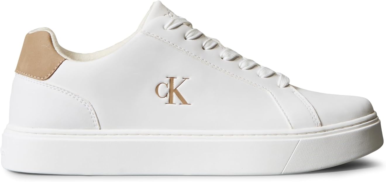 Calvin Klein Men's Classic Cupsole Sneaker, Bright White/Khaki, 44 EU Calvin Klein