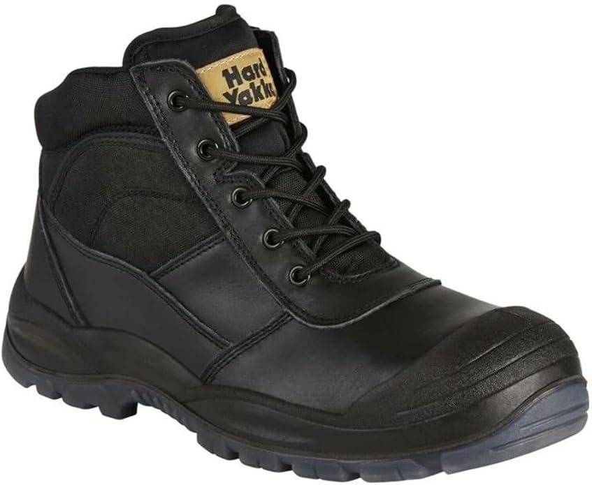 Hard Yakka Men's Utility Zip Sided Steel Toe Safety Boot, Black, 4 AU/5 US / EU 39 hard yakka